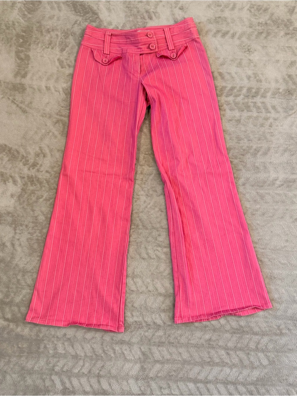 Nanette Lepore Pink Pinstripe Flare Pants Size 8 EUC Teacher Barbiecore